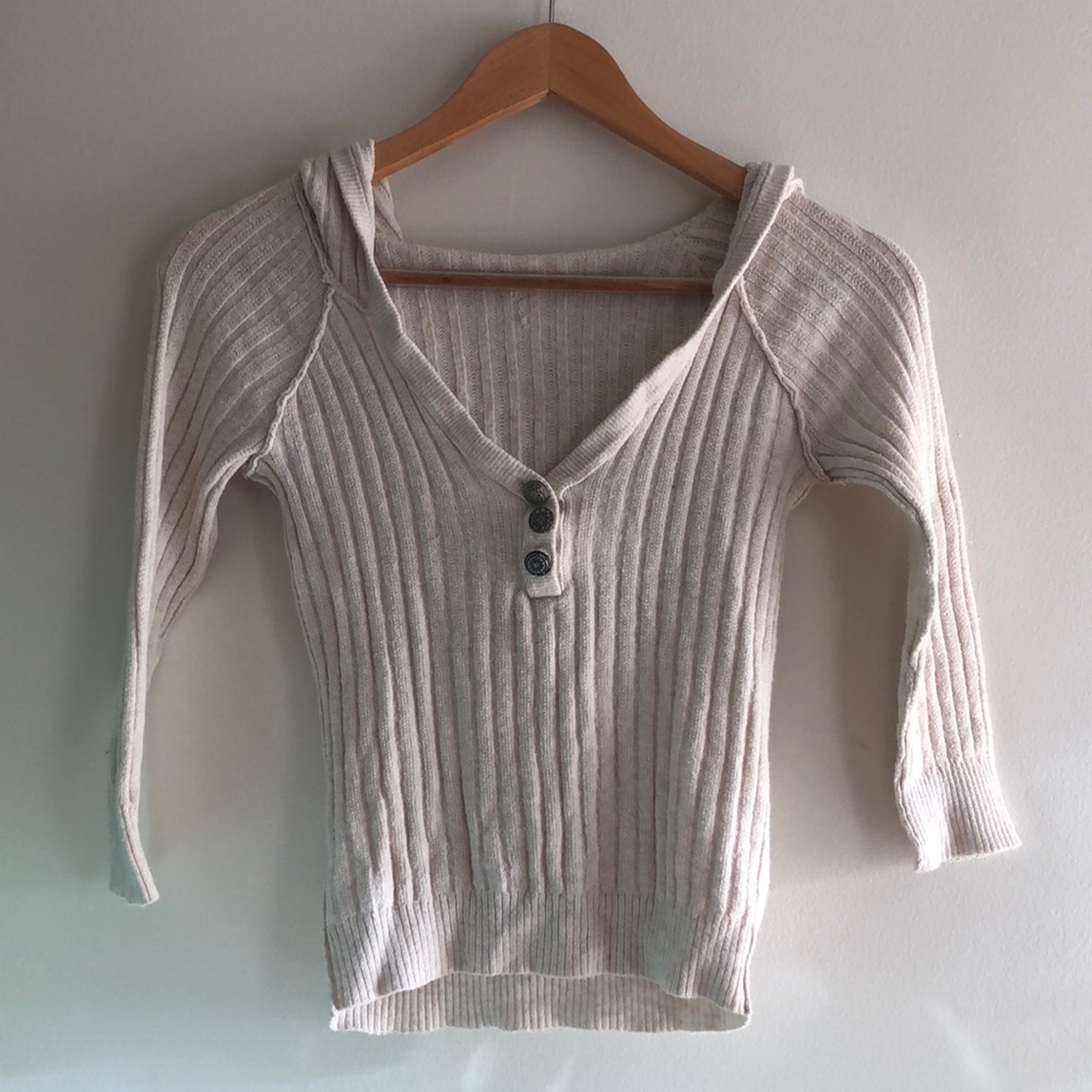 Creme free people cropped sweater